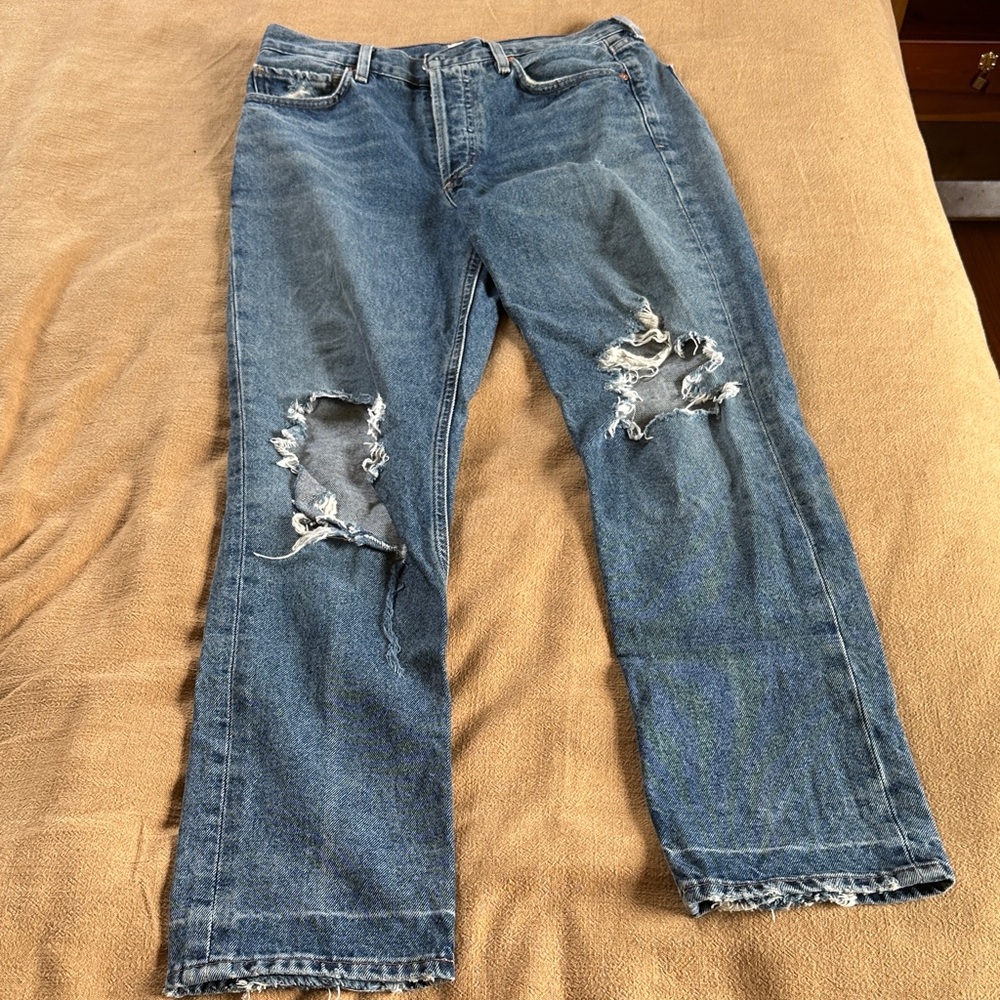 Citizens Of Humanity Distressed Straight Leg Jeans - Blue